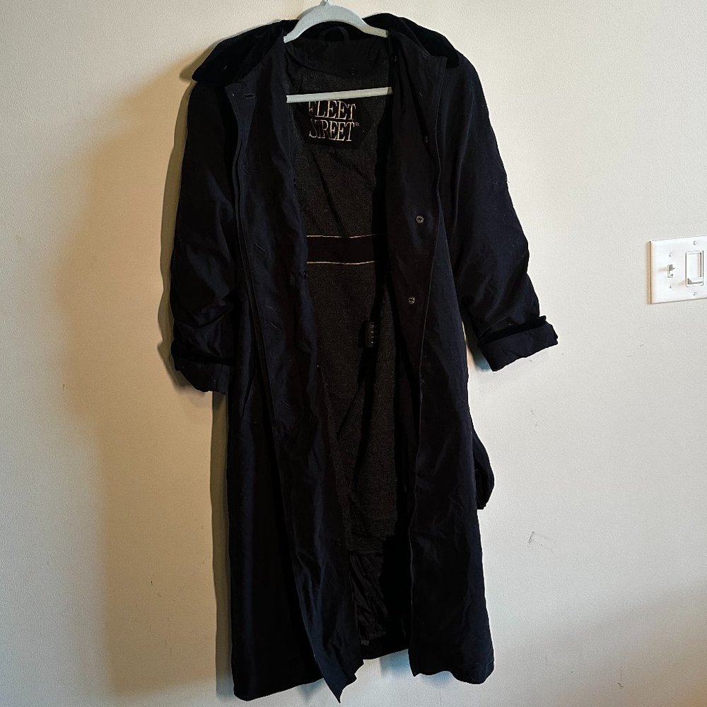 Vintage Fleet Street Black Long Trench Coat